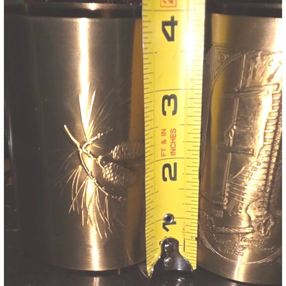 2 Vintage Bronze Cups Wendell August Forge 1978 Pinecone & Lighthouse Handmade - Picture 6 of 13